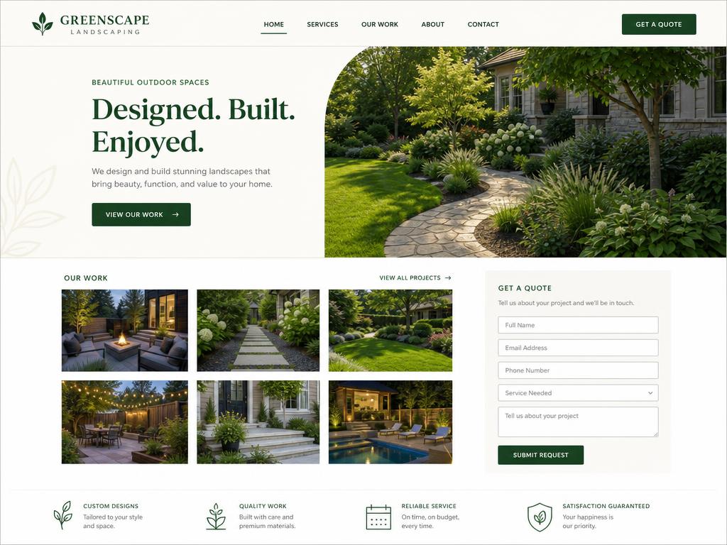 Landscaping website design template — Seasonal style