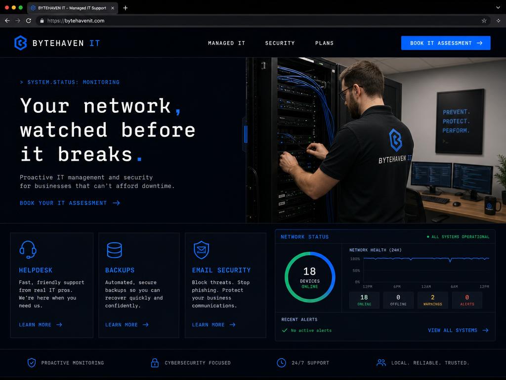 IT Support website design template — Terminal style